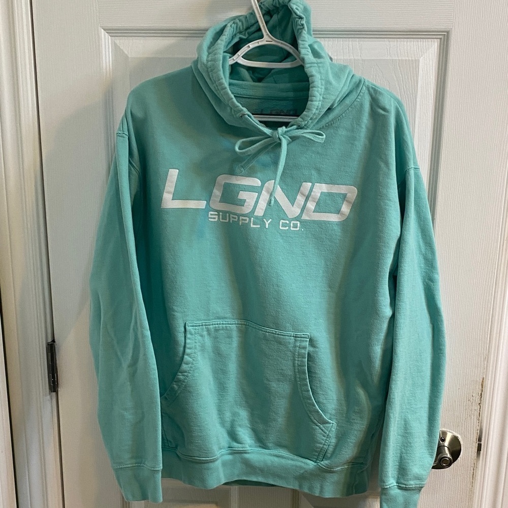 LGND Supply Co Hoodie Men’s Large Turquoise Sweater Sweatshirt Casual Spring